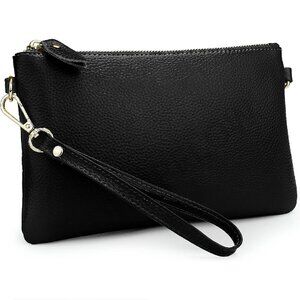 Genuine Leather Wristlet Purse Clutch Handbag Phone Pocket Card Holder